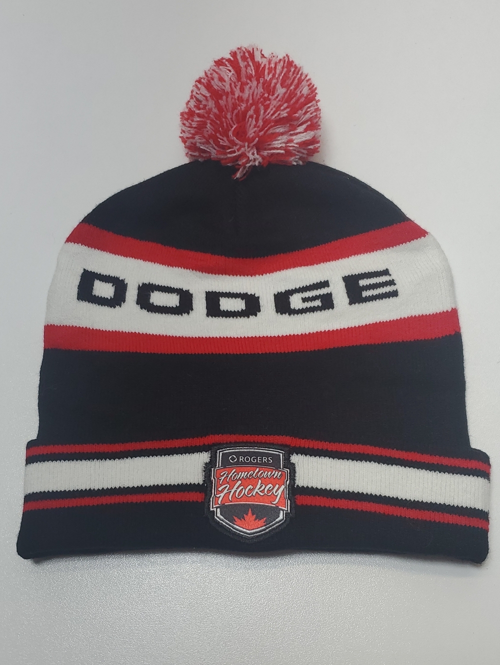 Dodge And Rogers Hometown Hockey Collaboration Pom Beanie Hat Retro Nascar Style